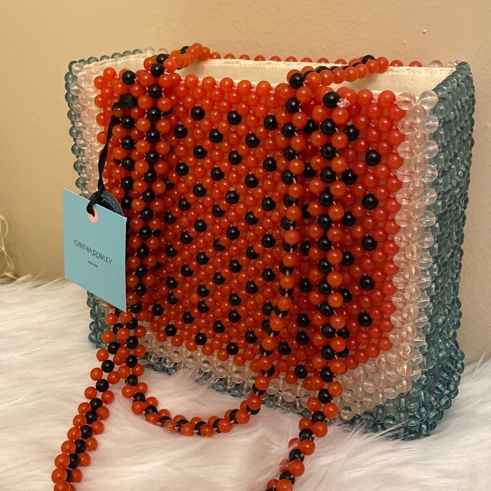 NWT Cynthia Rowley | Rare Watermelon Acrylic Beaded Tote Shoulder Bag 🍉 - Picture 3 of 13